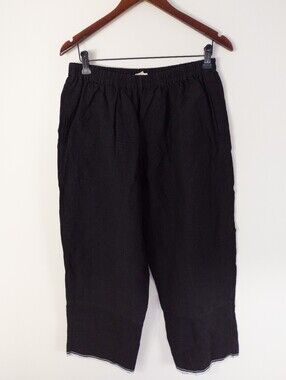 MAIWA Handwoven Linen Pondicherry Barrel Pant Black Size Medium
